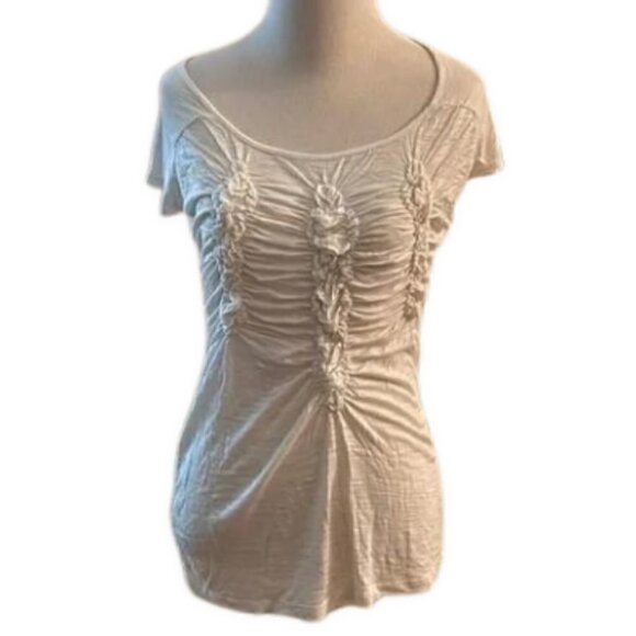 Kenar Blouse Viscose Gathered Front White Women's Small - Picture 4 of 6